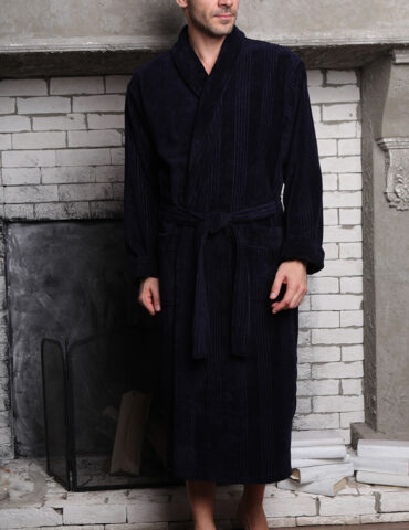 Valentino (синий) классический мужской халат из бамбука