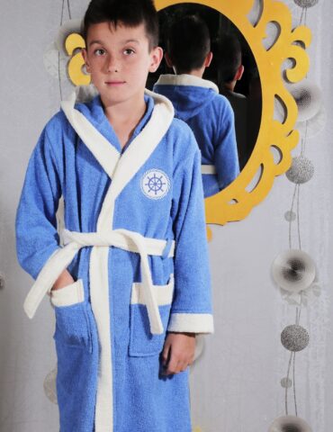 Детский махровый халат с капюшоном 6578