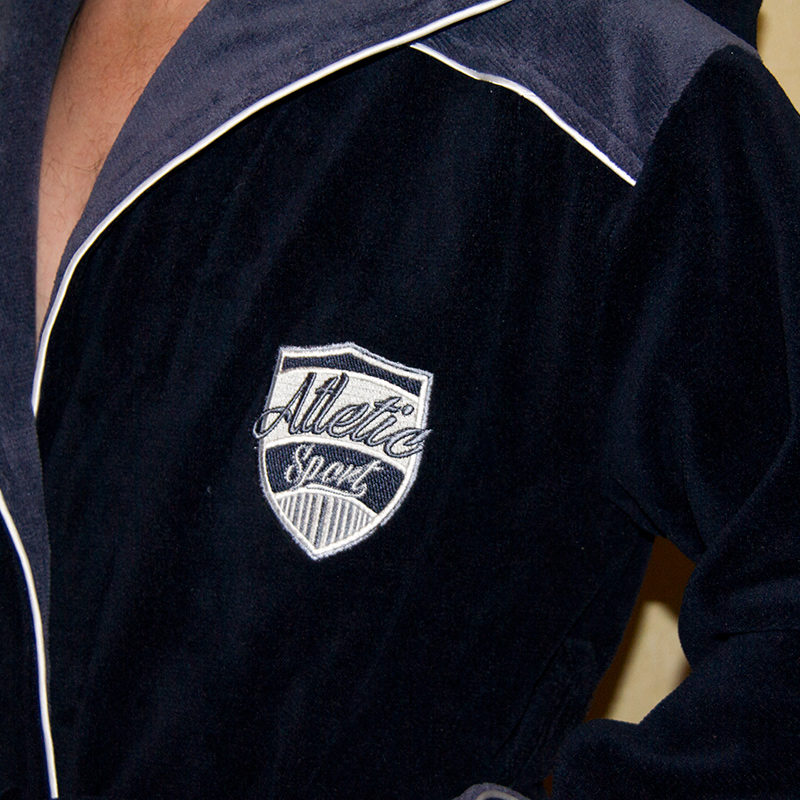 Спортивный мужской махровый халат Atletic Sport (темно-синий)
