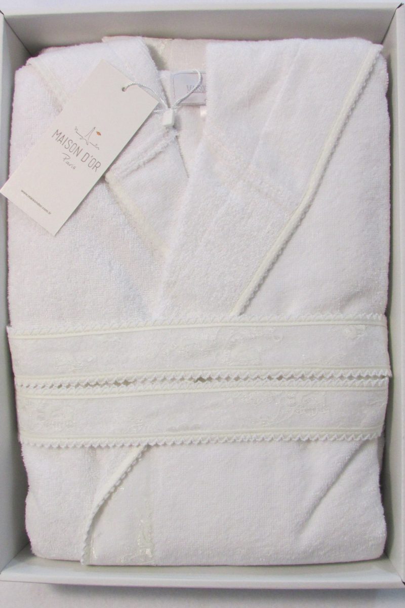 Бамбуковый халат с капюшоном Vassago (белый)