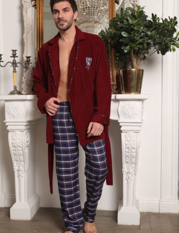 Мужской комплект халат-пиджак с брюками Arsenal(бордо)